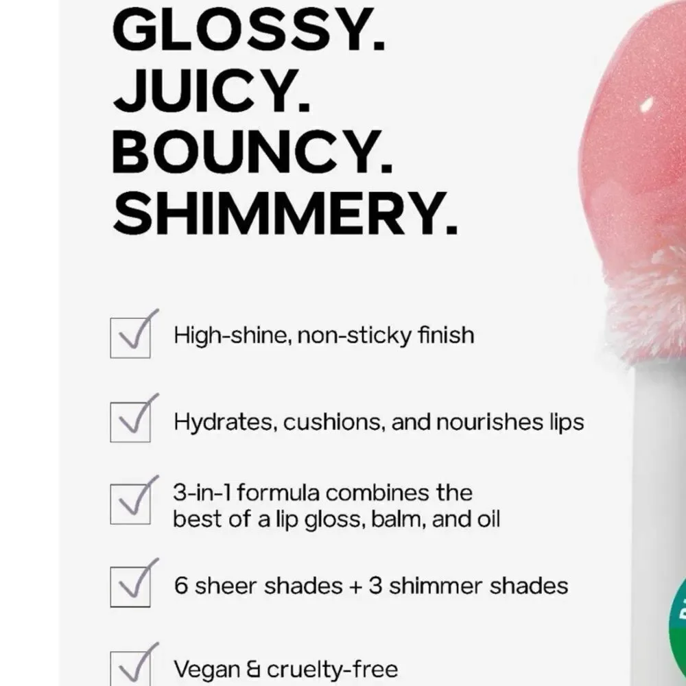 🌻 SAIE Glossybounce High Shine Hydrating Lip Gloss Oil Kiss-Clear New FullSz
